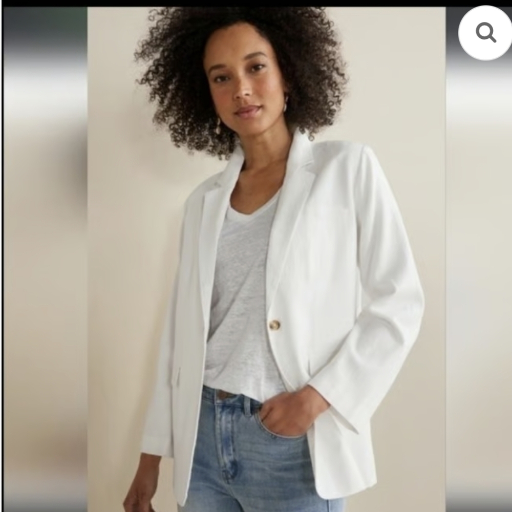 Soft Surroundings Portofino Linen Blend Boyfriend Blazer Size L‎ New